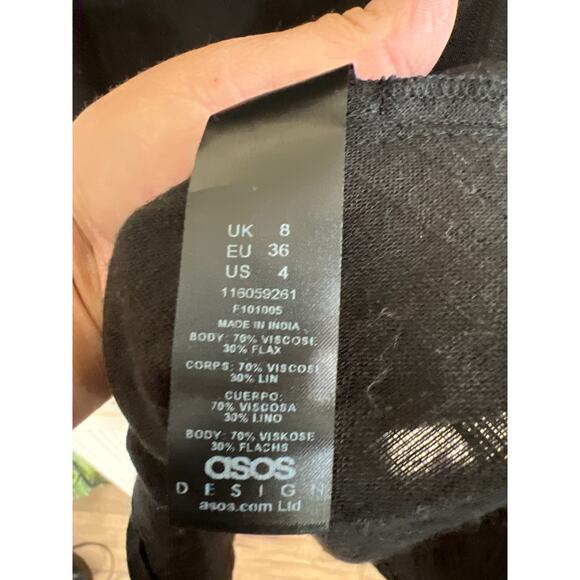 NWT ASOS Design size 4 black viscose & flax dress - Picture 4 of 4